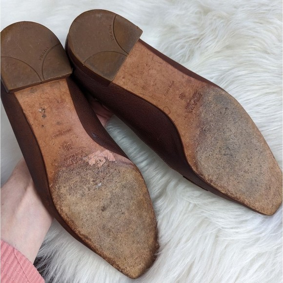 Prada Brown Leather Loafers Silver Buckle 38 - Picture 5 of 7
